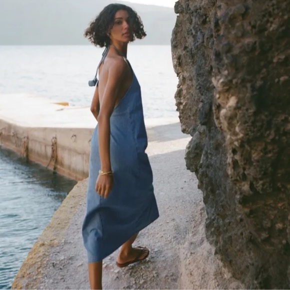 Zara Dresses & Skirts - Zara denim midi halter dress